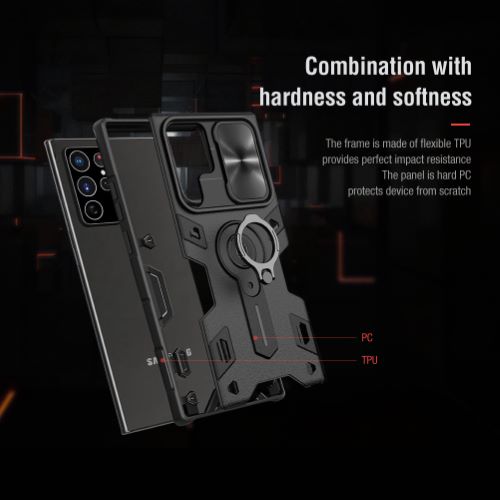 قاب ضد ضربه نیلکین سامسونگ Galaxy S22 Ultra مدل CamShield Armor (1)