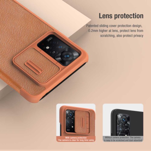 کیف چرمی محافظ لنزدار نیلکین شیائومی Redmi Note 11E Pro مدل Qin Pro (1)