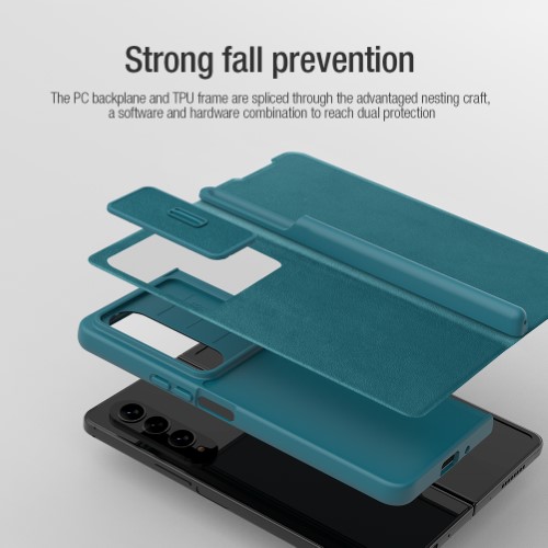 کیف چرمی محافظ لنزدار نیلکین Samsung Galaxy Z Fold 4 5G مدل Qin Pro (1)