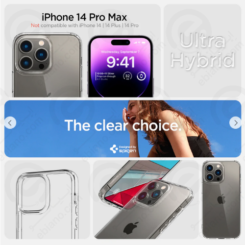 کاور پشت کریستالی فریم ژله‌ای iPhone 14 Pro Max برند Spigen