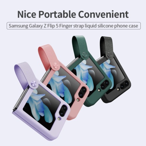 قاب سیلیکونی دارای بند نیلکین Samsung Galaxy Z Flip 5 مدل Flip Flex (1)