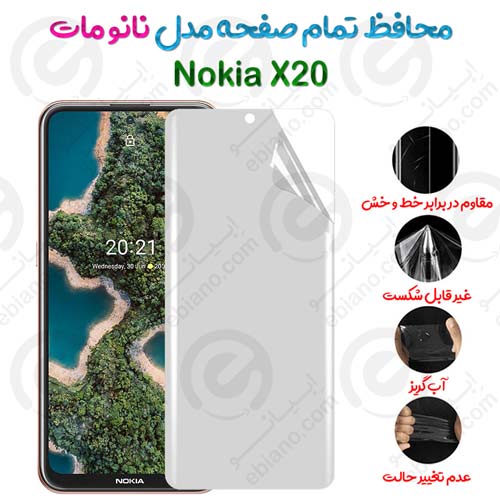 محافظ تمام صفحه Nokia X20 مدل نانو مات