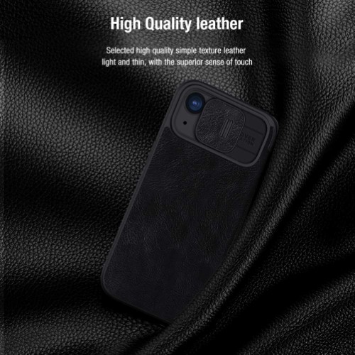 کیف چرمی محافظ لنزدار نیلکین iPhone 15 مدل Qin Pro