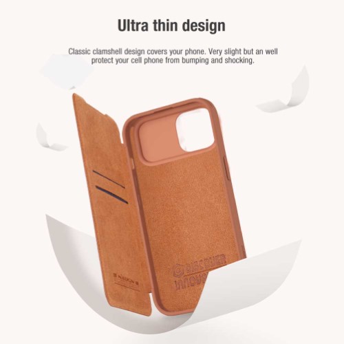 کیف چرمی محافظ لنزدار نیلکین iPhone 15 مدل Qin Pro