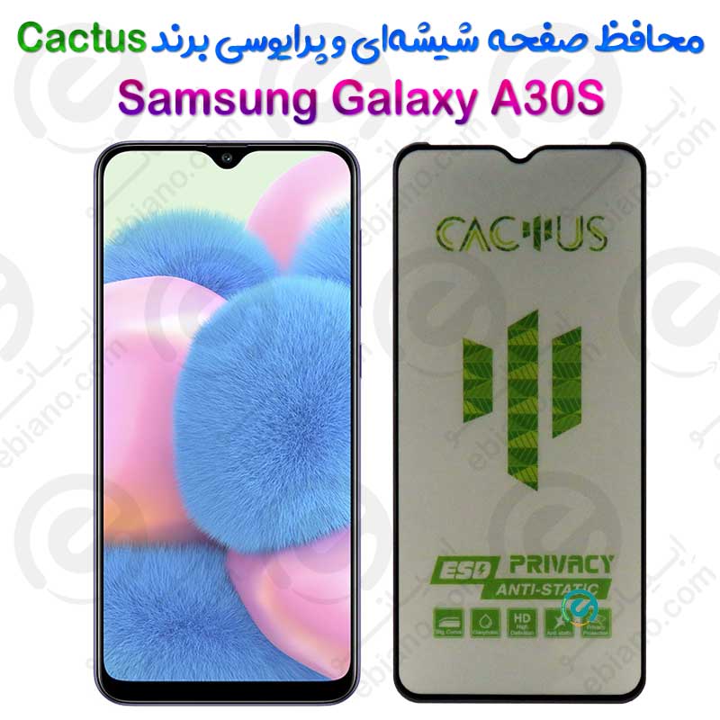 گلس حریم شخصی تمام صفحه Samsung Galaxy A30S برند Cactus