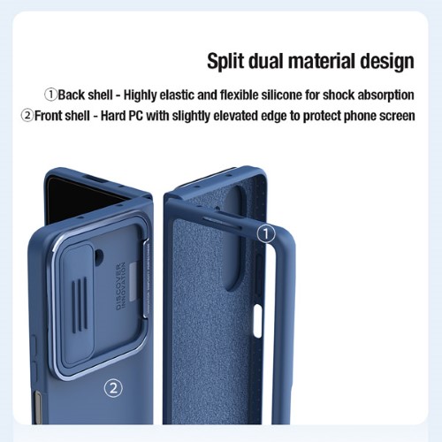 کاور سیلیکونی نیلکین دارای پایه Samsung Galaxy Z Fold 5 مدل CamShield Silky (1)