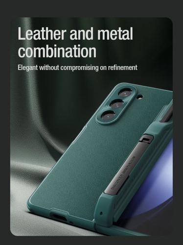 کاور چرمی نیلکین Samsung Galaxy Z Fold 5 مدل CamShield Fold Leather Case (Pen holder version)