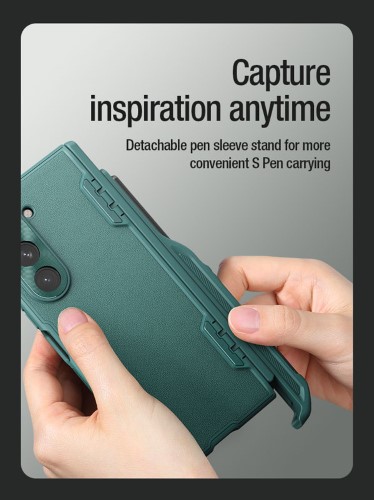 کاور چرمی نیلکین Samsung Galaxy Z Fold 5 مدل CamShield Fold Leather Case (Pen holder version)