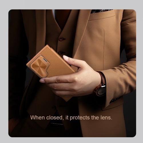 کیف چرمی کمرا استند نیلکین Samsung Galaxy S24 Ultra مدل Qin Prop