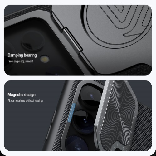 قاب محافظ مگنتی کمرا استندی نیلکین Samsung Galaxy S24 Ultra مدل Textured Prop Magnetic