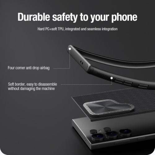 قاب محافظ مگنتی کمرا استندی نیلکین Samsung Galaxy S24 Ultra مدل Textured Prop Magnetic
