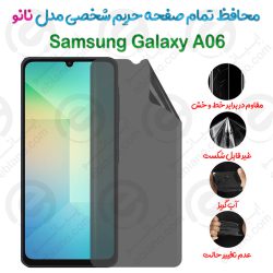 محافظ تمام صفحه حریم شخصی Samsung Galaxy A06 مدل نانو