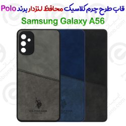 قاب طرح چرم کلاسیک محافظ لنزدار سامسونگ گلکسی آ 56 برند U.S.POLO